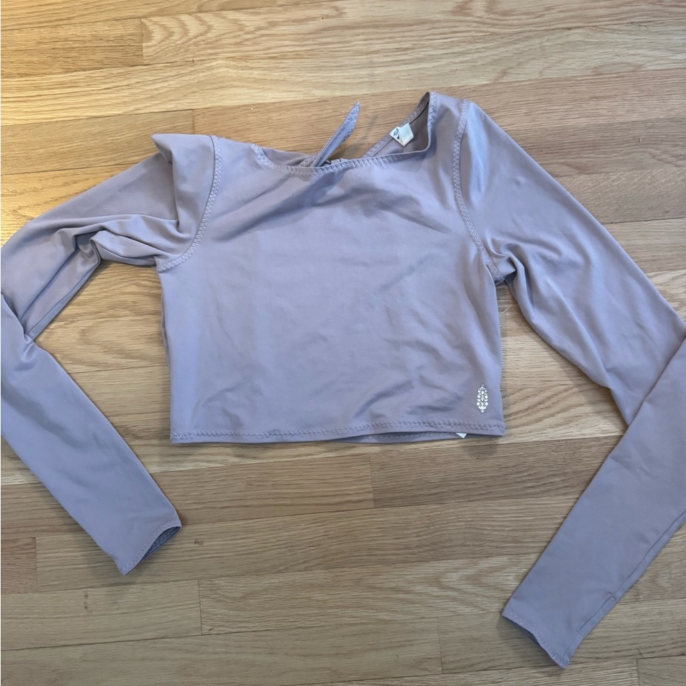 FP Movement by Free People Lavender Long Sleeve Crop Top
